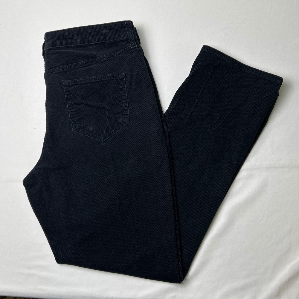 Lands End Womens Straight Leg Fine Wale Corduroy Jeanss Size 10 Black